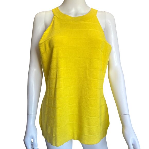 Anne Klein Yellow Sleeveless Knit Bright Daffodil Tank Top Womens Size L NWT - Picture 1 of 7